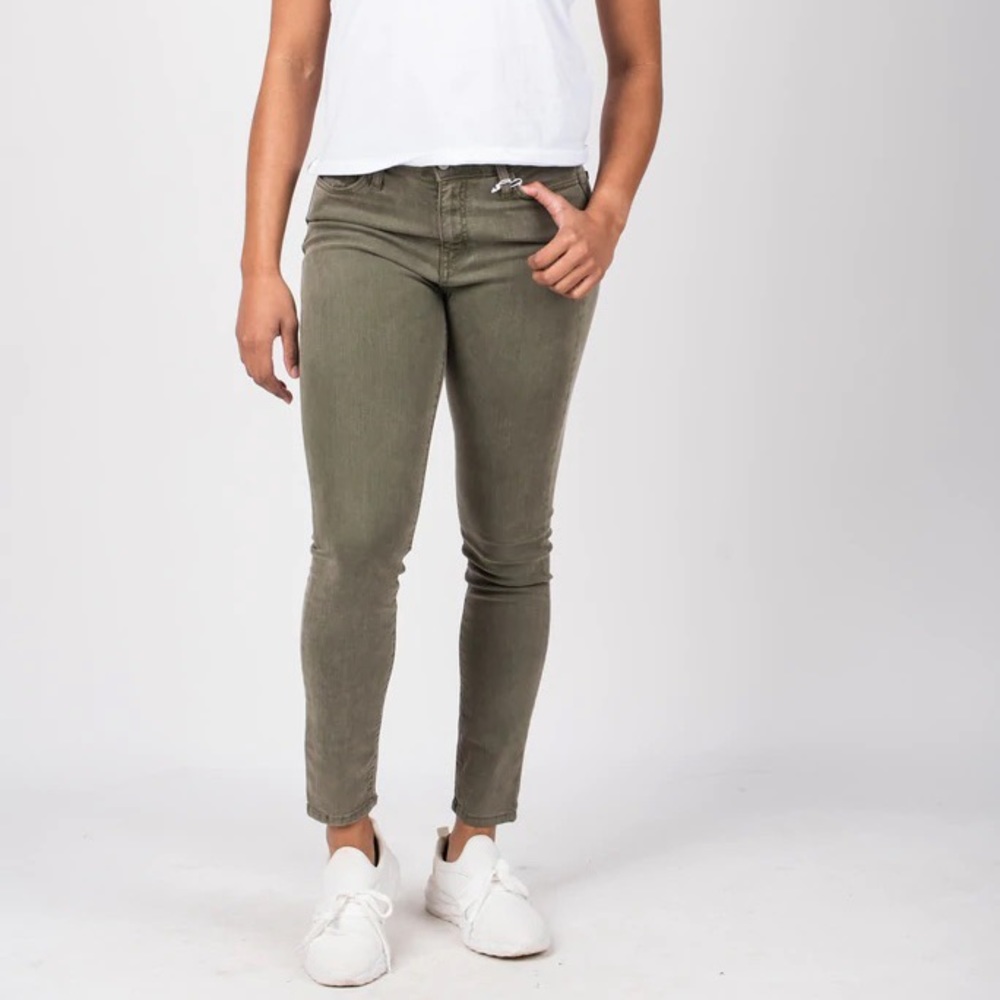 Flying Monkey High Rise Olive Denim Skinny Jeans